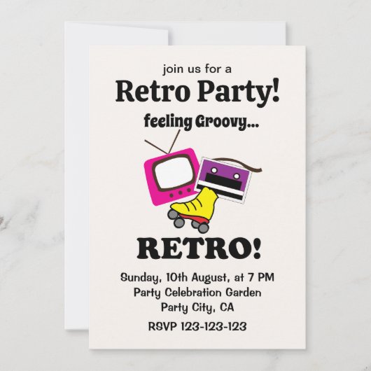 Retro gevoel groovy retro kaart (Voorkant)