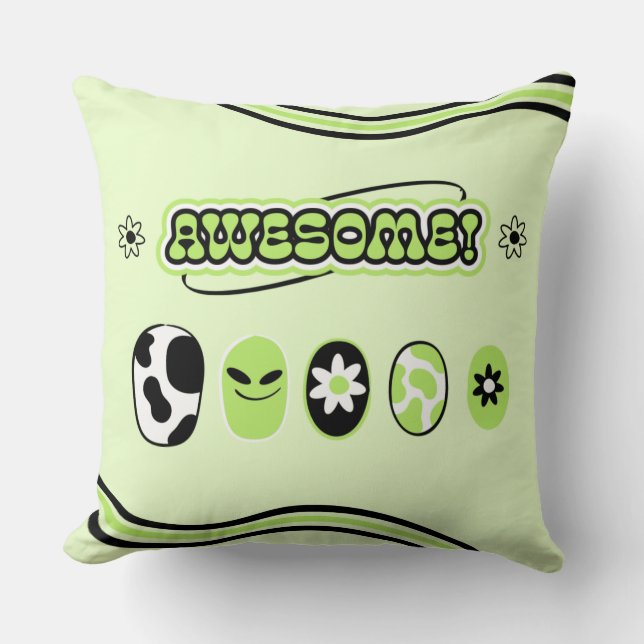 Retro Geweldige groen Sierkussen (Voorkant)