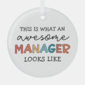 Retro Geweldige Manager Grappig Glas Ornament (Voorkant)