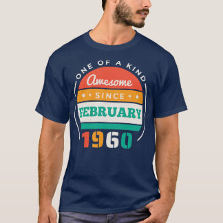 Retro Geweldige sinds februari 1960 Verjaardag Vin T-shirt