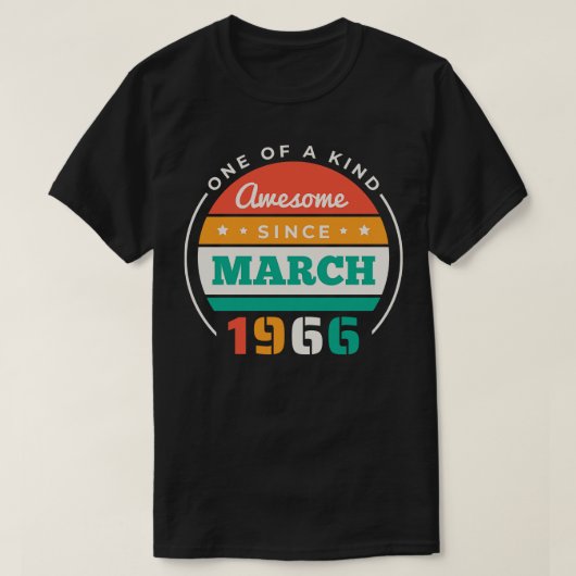 Retro Geweldige sinds maart 1966 Verjaardag Vintag T-shirt (Design voorkant)