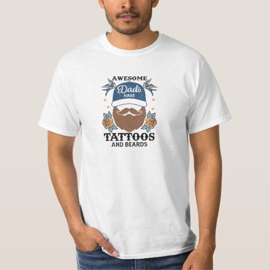 Retro geweldige vaders hebben tattoos en baarden g t-shirt (Voorkant)