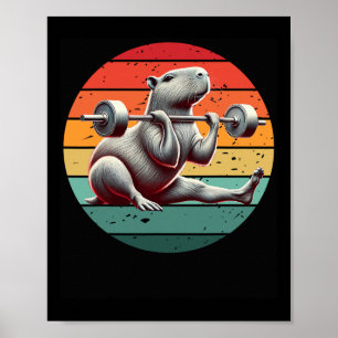 Retro Gewichtheffen Funny Fitness Workout Gym Capy Poster