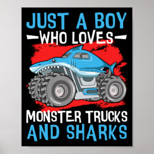 Retro gewoon een jongen wiens liefde Monster Truc Poster