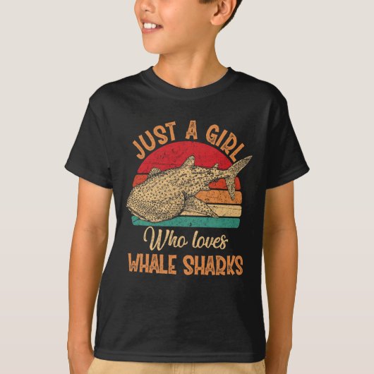 Retro gewoon een meisje dat van walvishaaien  houd t-shirt (Voorkant)