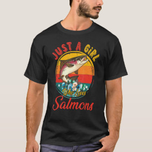 retro gewoon een meisje die van zalmen bloemen ho t-shirt