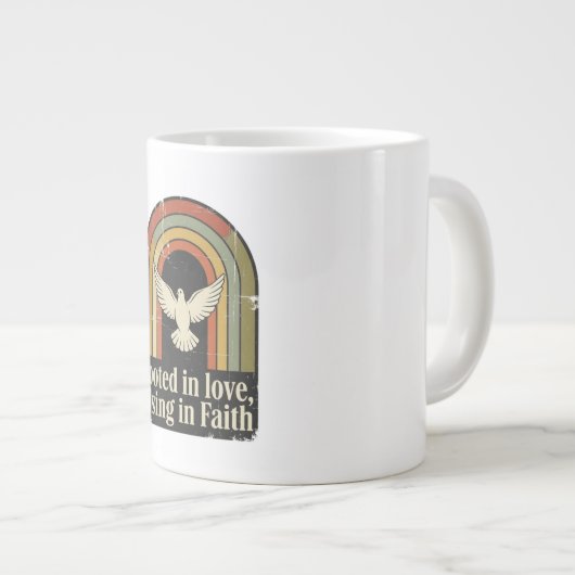 Retro geworteld en stijgend geloofsontwerp extra grote beker (Voorkant rechts)