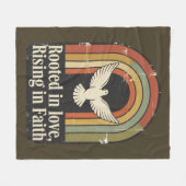 Retro geworteld en stijgend geloofsontwerp fleece deken (Voorkant (Horizontaal))