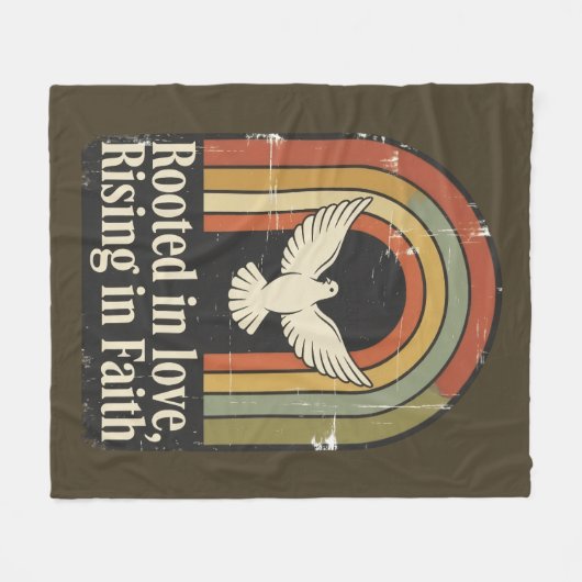 Retro geworteld en stijgend geloofsontwerp fleece deken (Voorkant (Horizontaal))