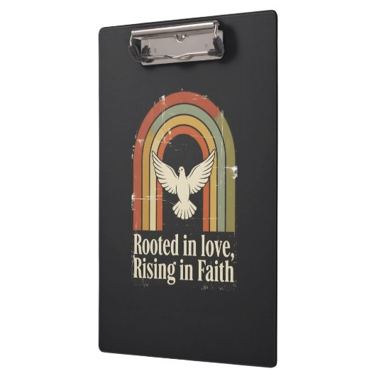 Retro geworteld en stijgend geloofsontwerp klembord (Links)