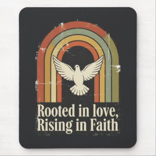 Retro geworteld en stijgend geloofsontwerp muismat