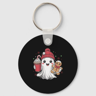Retro Ghost Beanie Kerst Vakantie Xmas Koffie G Sleutelhanger