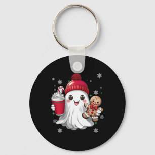 Retro Ghost Beanie Kerstmis Kerst Xmas Koffie G Sleutelhanger