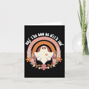 Retro Ghost Bloemen Boho Halloween Schattige Fal Kaart