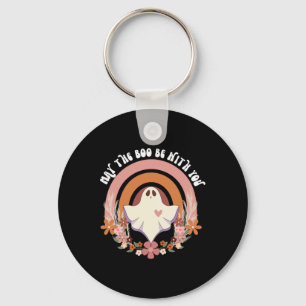 Retro Ghost Bloemen Boho Halloween Schattige Fal Sleutelhanger