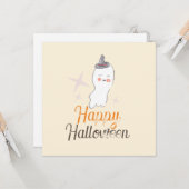 Retro Ghost Doodle Halloween Design Kaart (Voorkant / Achterkant in situ)