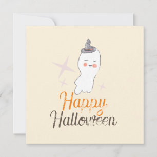 Retro Ghost Doodle Halloween Design Kaart