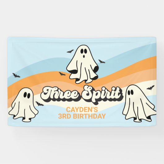Retro Ghost Halloween Spooky Three Spirit Blue Spandoek (Horizontaal)