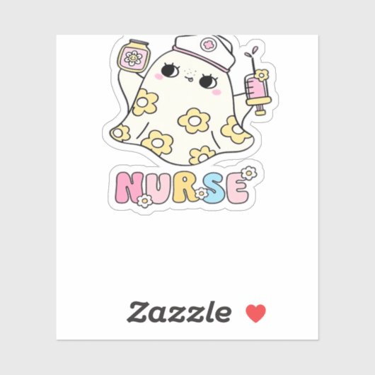 Retro Ghost Nurse Halloween Design Classic T-shirt Sticker (Vel)