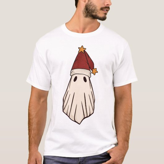 Retro Ghost Santa Kerstvakantie Kerstman Hoed T-shirt (Voorkant)