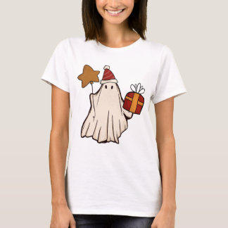 Retro Ghost Santa Kerstvakantie Kerstman Hoed T-shirt