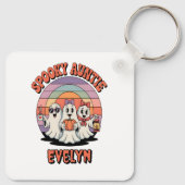 Retro Ghost Spooky Tante Custom Halloween Sleutelhanger (Achterkant)