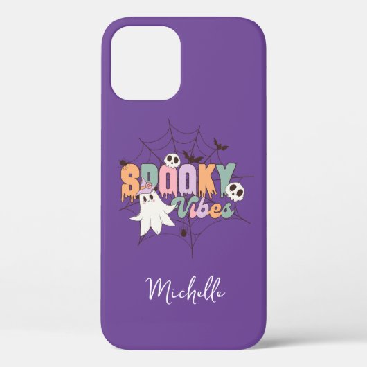 Retro Ghost Spooky Vibes gepersonaliseerd Case-Mate iPhone Case (Achterkant)