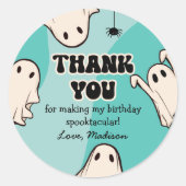 Retro Ghosts Blue Halloween Dank u Ronde Sticker (Voorkant)