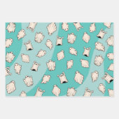 Retro Ghosts Blue Halloween Inpakpapier Vel (Voorkant)