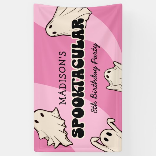 Retro Ghosts Halloween Kids Verjaardagsfeest Spandoek (Verticaal)