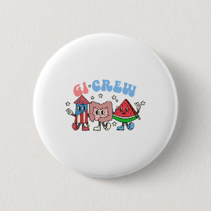 Retro GI Crew 4 juli verpleegkundig beoefenaar Gas Ronde Button 5,7 Cm
