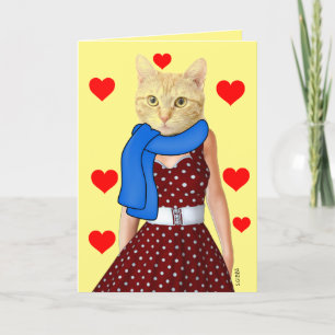 RETRO GINGER CAT VERJAARDAG KAART VOOR ZUS