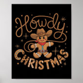 Retro Gingerbread Cowboy Western Howdy Christmas U Poster (Voorkant)