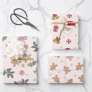 Retro Gingerbread Kersttraktaties Inpakpapier Vel