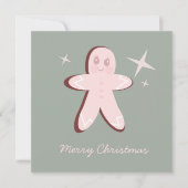 Retro Gingerbrood Cookies Groovy Kerstmis Kaart (Voorkant)