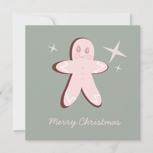 Retro Gingerbrood Cookies Groovy Kerstmis Kaart (Voorkant)