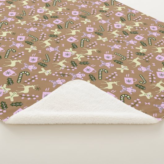 Retro Gingerbrood Deer Candycane behandelt Kerstmi Sherpa Deken (3/4)