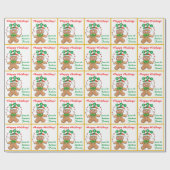 Retro Gingerbrood Joy Persoonlijke Kerstmis Cadeaupapier (Vlak)