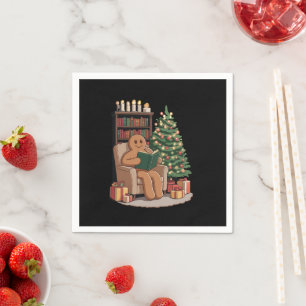 Retro-gingerbrood-leesboeken-Kerstmis-leraar Servet