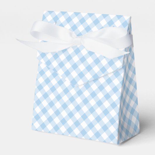 Retro Gingham Baby Blue Bedankdoosjes (Voorkant Zijde)