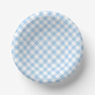 Retro Gingham Babyblauw  Papieren Kommen