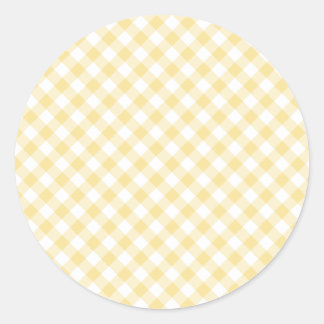 Retro Gingham Kanariegeel Ronde Sticker