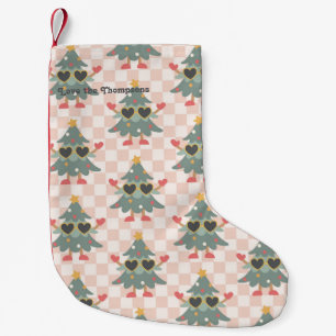 Retro Gingham Kerstboom Persoonlijk Kleine Kerstsok