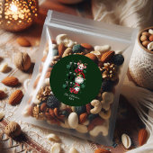 Retro Gingham Kerstman & Vrienden Kerstmis Ronde Sticker