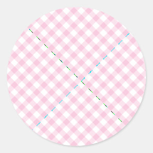 Retro Gingham Licht Roze Ronde Sticker