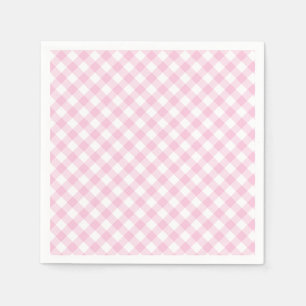 Retro Gingham Licht Roze Servet