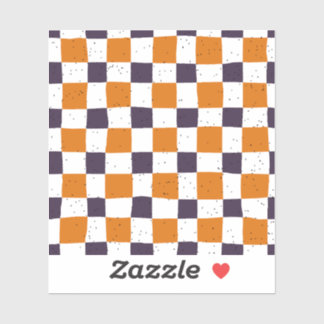 retro gingham Oranje Paarse plakboek Sticker