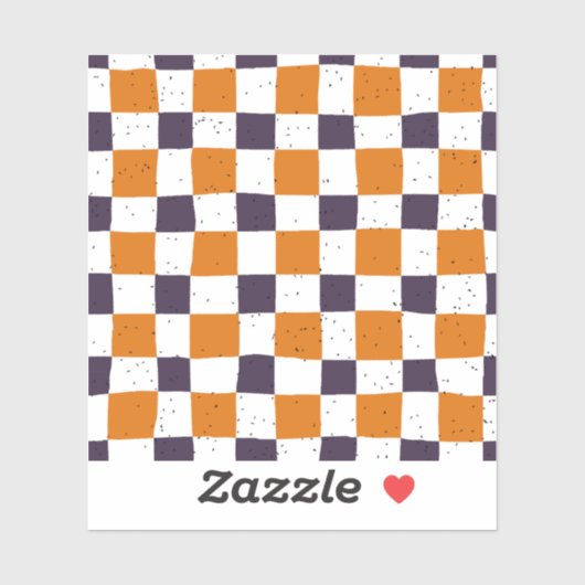  retro gingham Oranje Paarse plakboek Sticker (Vel)