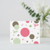 Retro Gingham Polka Dots en Daisies Briefkaart (Staand voorkant)