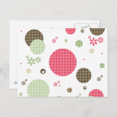 Retro Gingham Polka Dots en Daisies Briefkaart (Voorkant / Achterkant)